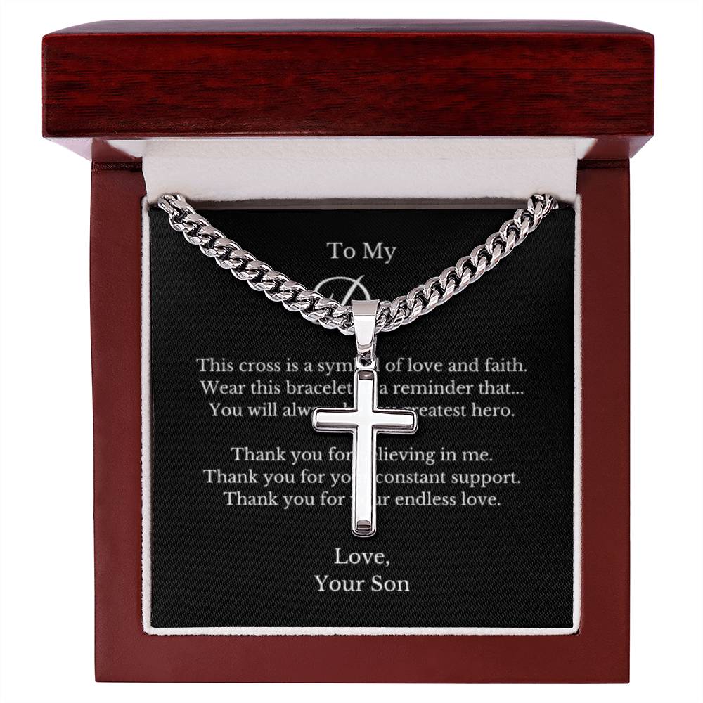 Cross Jewelry From Son for Dad, Grandson, Father, Husband, Godfather, Men Father's Day, Retirement, Christian Gift