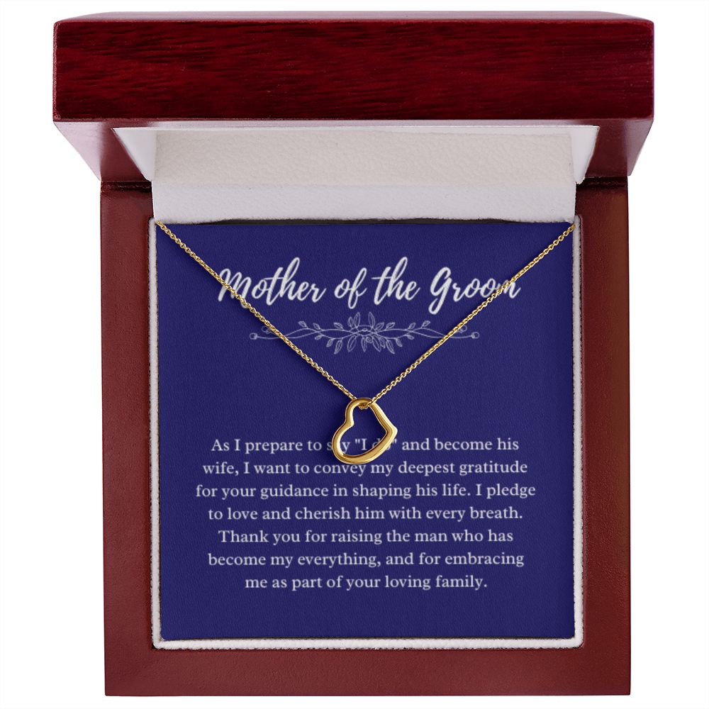 EllePendants Mother Of The Groom Gift From Bride, Mother In Law Gift Wedding Day, From Daughter In Law, Future Mother In Law Gifts Necklace, Heart Gold 18K Jewelry, Silver 14K