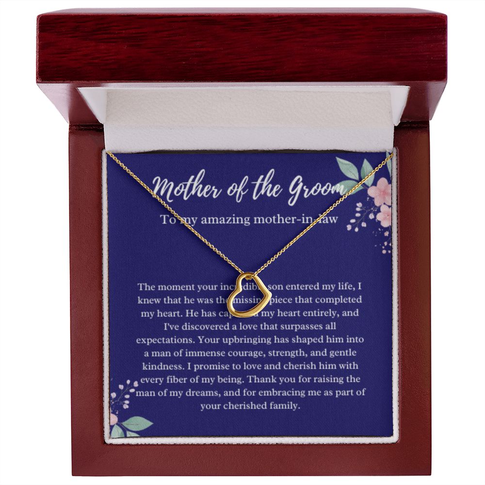 EllePendants Mother Of The Groom Gift From Bride, Mother In Law Gift Wedding Day, From Daughter In Law, Future Mother In Law Gifts Necklace, Heart Gold 18K Jewelry, Silver 14K