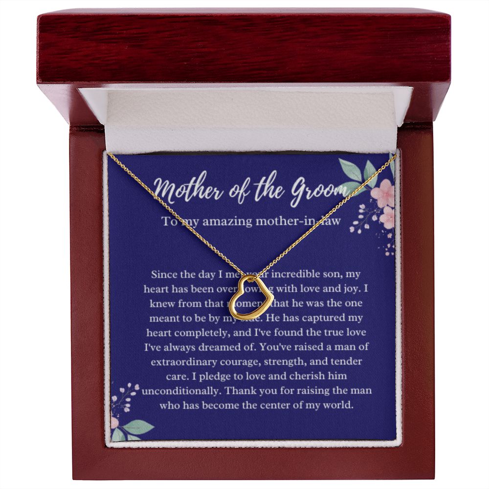 EllePendants Mother Of The Groom Gift From Bride, Mother In Law Gift Wedding Day, From Daughter In Law, Future Mother In Law Gifts Necklace, Heart Gold 18K Jewelry, Silver 14K