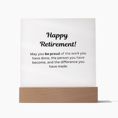 Retirement Gift, Retirement Plaque, Retirement Party Decoration, Square Acrylic Retirement Plaque LED Light, Happy Retirement