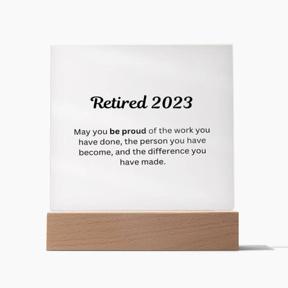 Retirement Gifts 2023, Retirement Plaque, Retirement Party Decoration, Square Acrylic Retirement Plaque LED Light, Happy Retirement