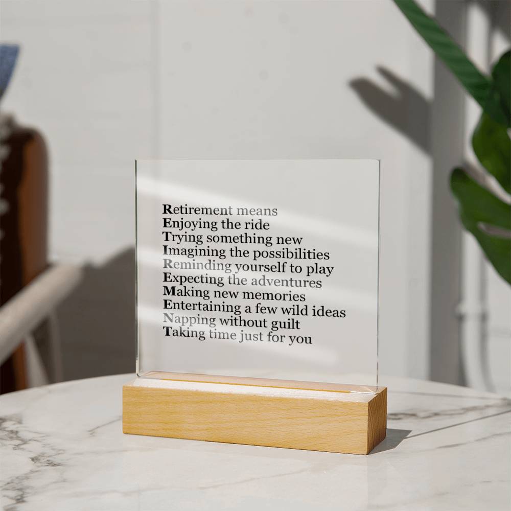 Heartfelt Message, Retirement Gifts, Father Retirement Plaque, Retirement Party Decoration, Square Acrylic Retirement Plaque LED Light, Happy Retirement