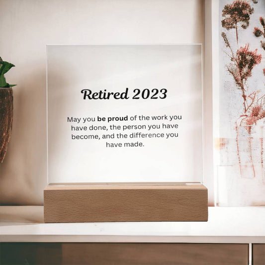 Retirement Gifts 2023, Retirement Plaque, Retirement Party Decoration, Square Acrylic Retirement Plaque LED Light, Happy Retirement