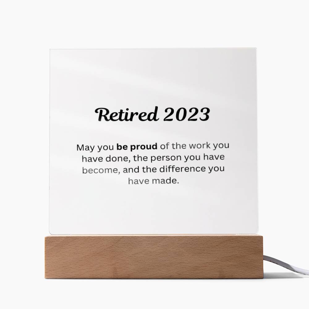 Retirement Gifts 2023, Retirement Plaque, Retirement Party Decoration, Square Acrylic Retirement Plaque LED Light, Happy Retirement