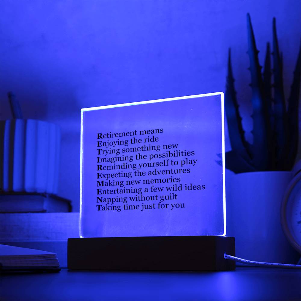 Heartfelt Message, Retirement Gifts, Father Retirement Plaque, Retirement Party Decoration, Square Acrylic Retirement Plaque LED Light, Happy Retirement