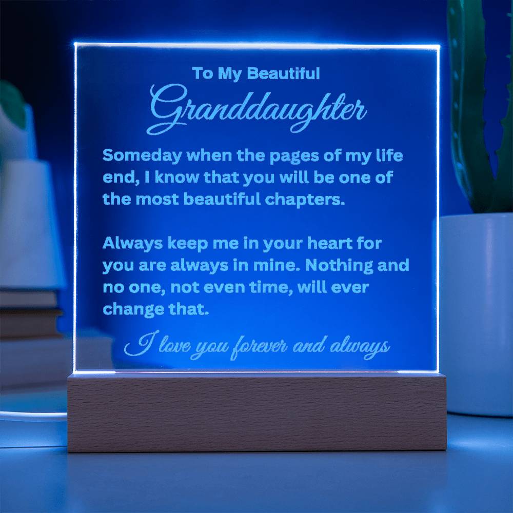 To My Beautiful Granddaughter Engraved Acrylic Plaque