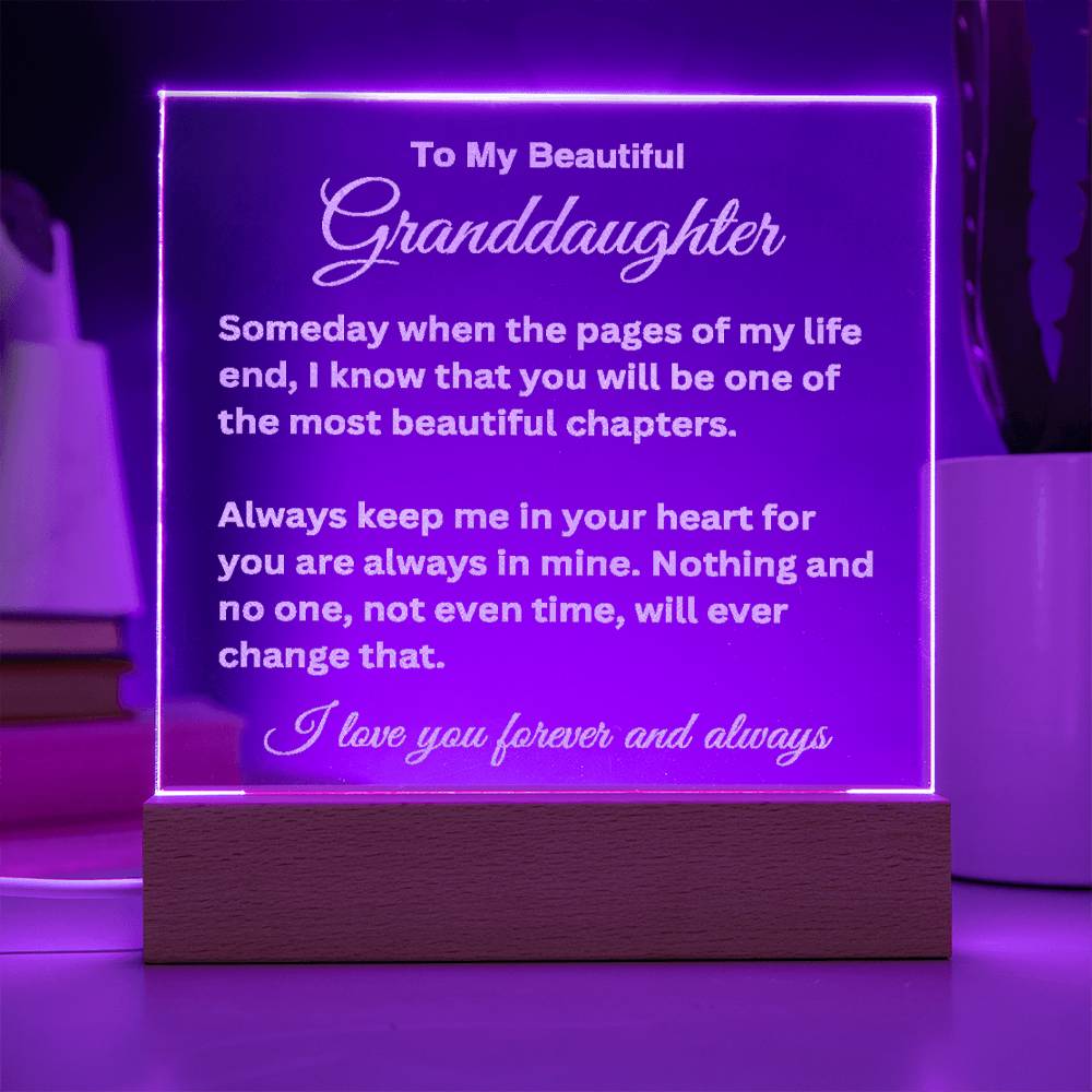 To My Beautiful Granddaughter Engraved Acrylic Plaque