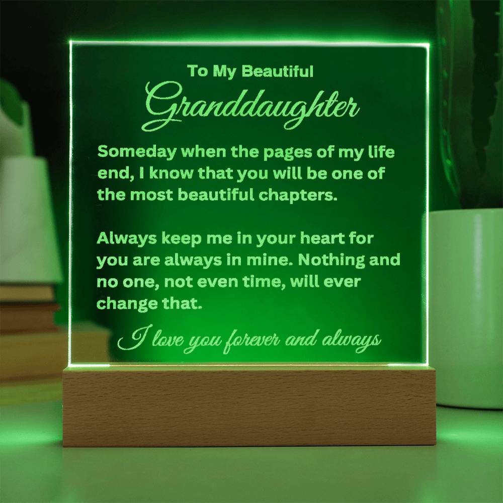 To My Beautiful Granddaughter Engraved Acrylic Plaque