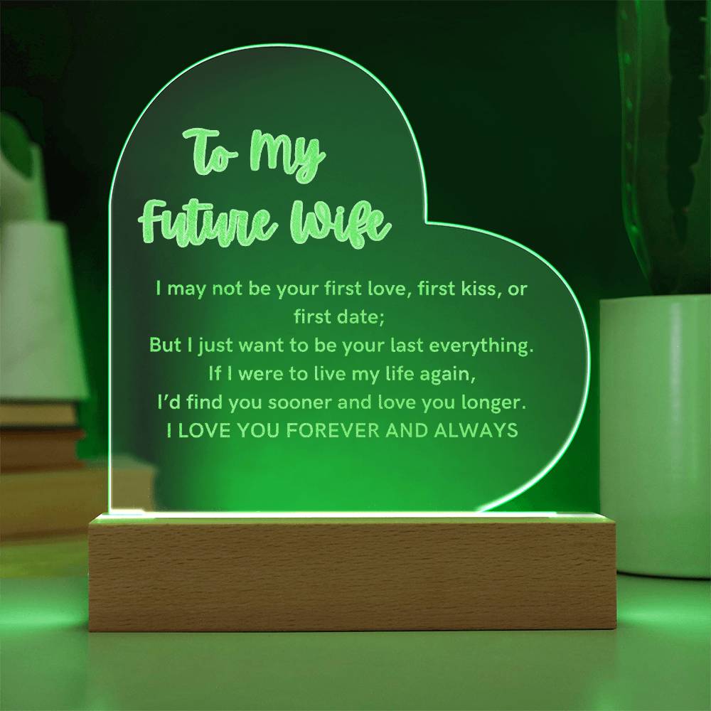 To My Future Wife Heart Engraved Acrylic Plaque LED Light