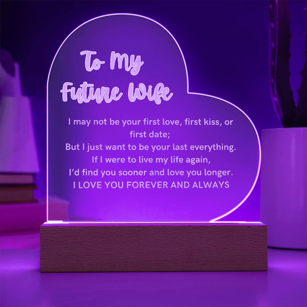 To My Future Wife Heart Engraved Acrylic Plaque LED Light