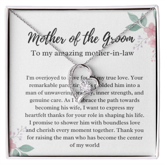 EllePendants Mother Of The Groom Gift From Bride, Mother In Law Gift Wedding Day, From Daughter In Law, Future Mother In Law Gifts Necklace, Forever Love Heart