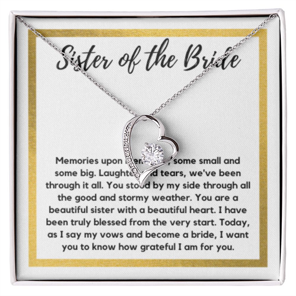 Sister of the Bride Gift Necklace, Sister Wedding Gift from Bride to Sister rehearsal dinner Gift to my Sister on my Wedding Day