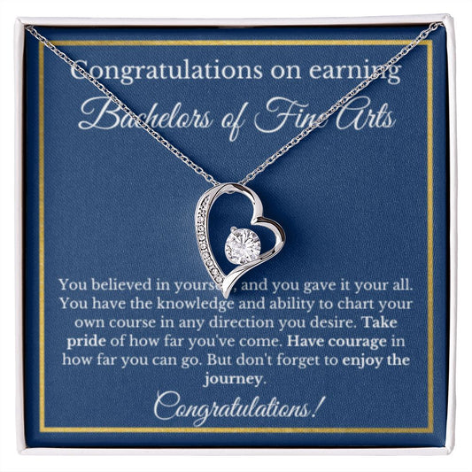 Bachelors of Fine Arts Degree Graduation Gifts, Art Gifts, Bachelors of Fine Arts Gold Diamond Necklace