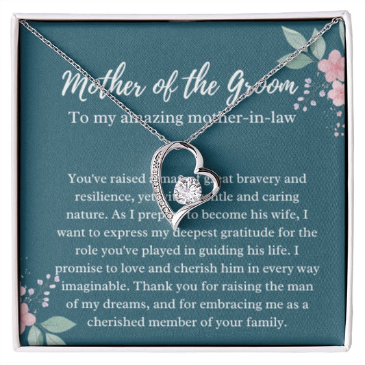 EllePendants Mother Of The Groom Gift From Bride, Mother In Law Gift Wedding Day, From Daughter In Law, Future Mother In Law Gifts Necklace, Forever Love Heart