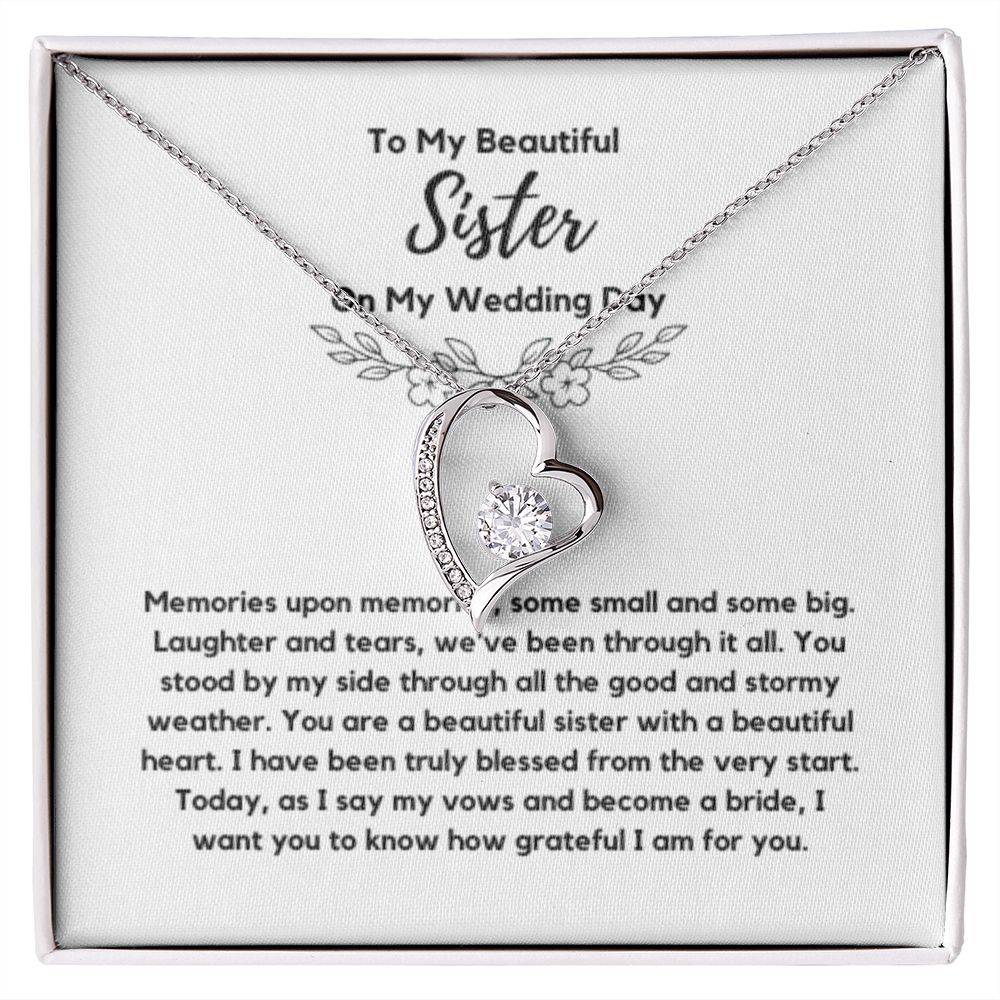 Sister of the Bride Gift Necklace, Sister Wedding Gift from Bride to Sister rehearsal dinner Gift to my Sister on my Wedding Day