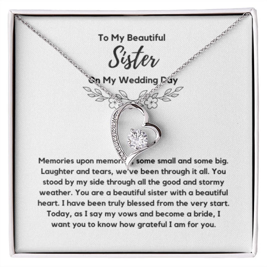 Sister of the Bride Gift Necklace, Sister Wedding Gift from Bride to Sister rehearsal dinner Gift to my Sister on my Wedding Day