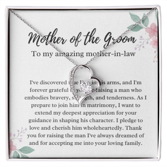 EllePendants Mother Of The Groom Gift From Bride, Mother In Law Gift Wedding Day, From Daughter In Law, Future Mother In Law Gifts Necklace, Forever Love Heart