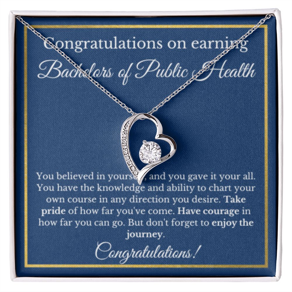 BS in Public Health Degree Graduation Gifts, Healthcare Gifts, Bachelors of Public Health Gold Diamond Necklace