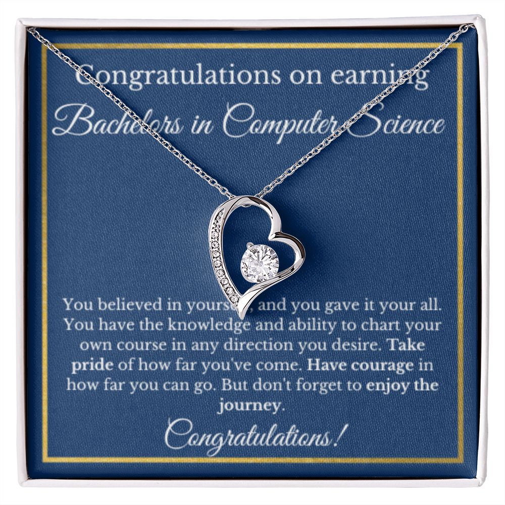 Bachelors CS Degree Graduation Gifts, SWE, Software Engineer Gifts, Bachelors of Computer Science Gold Diamond Necklace