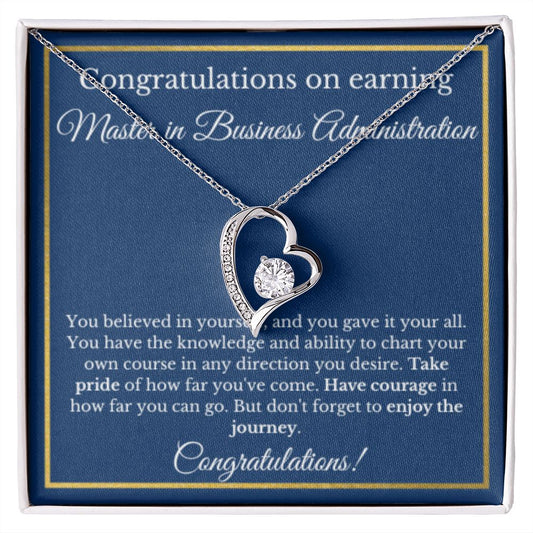 MS in Business Degree, Graduation Gifts, Business School Graduate Gifts Masters of Business Administration Gold Diamond Necklace