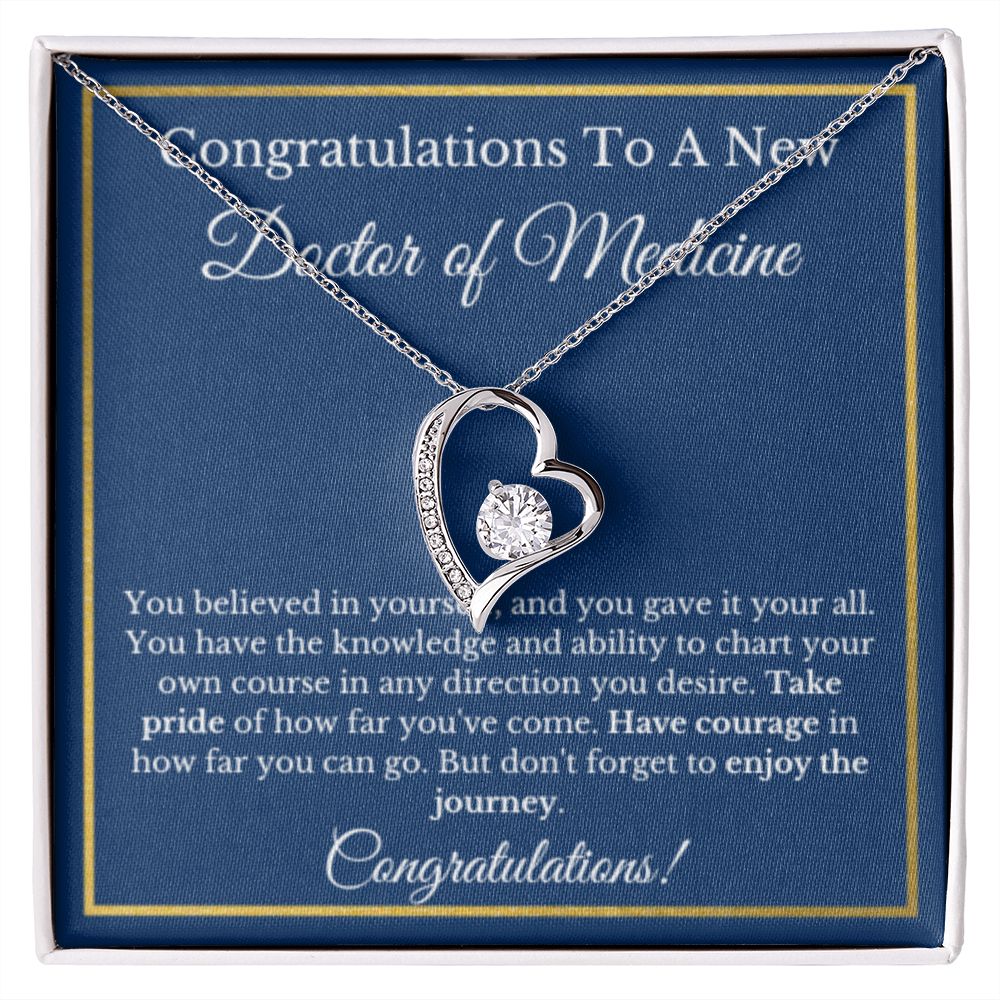 Doctor Message Card Jewelry, Gold Diamond, Doctor Graduation Gift, Grad Gift For Doc A New Doctor Of Medicine MD Graduation Gift