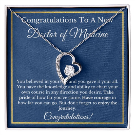 Doctor Message Card Jewelry, Gold Diamond, Doctor Graduation Gift, Grad Gift For Doc A New Doctor Of Medicine MD Graduation Gift