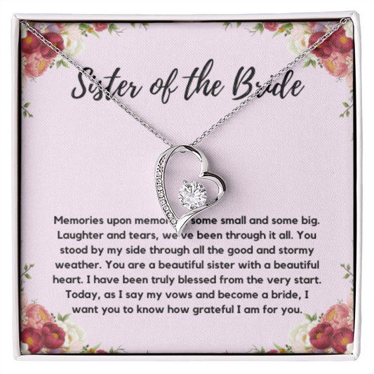 Sister of the Bride Gift Necklace, Sister Wedding Gift from Bride to Sister rehearsal dinner Gift to my Sister on my Wedding Day