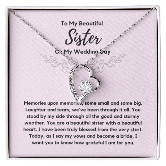 Sister of the Bride Gift Necklace, Sister Wedding Gift from Bride to Sister rehearsal dinner Gift to my Sister on my Wedding Day