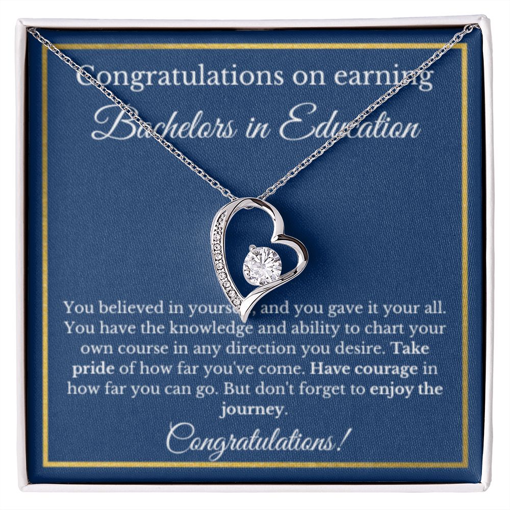 BS in Education Graduation Gifts, Future Teacher Gifts, Bachelors of Education Gold Diamond Necklace