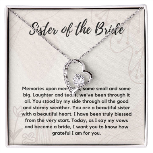 Sister of the Bride Gift Necklace, Sister Wedding Gift from Bride to Sister rehearsal dinner Gift to my Sister on my Wedding Day