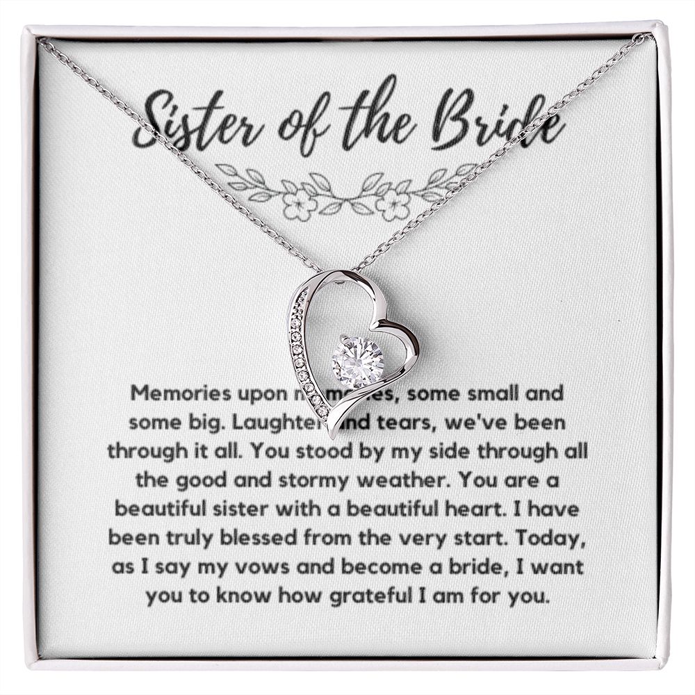 Sister of the Bride Gift Necklace, Sister Wedding Gift from Bride to Sister rehearsal dinner Gift to my Sister on my Wedding Day