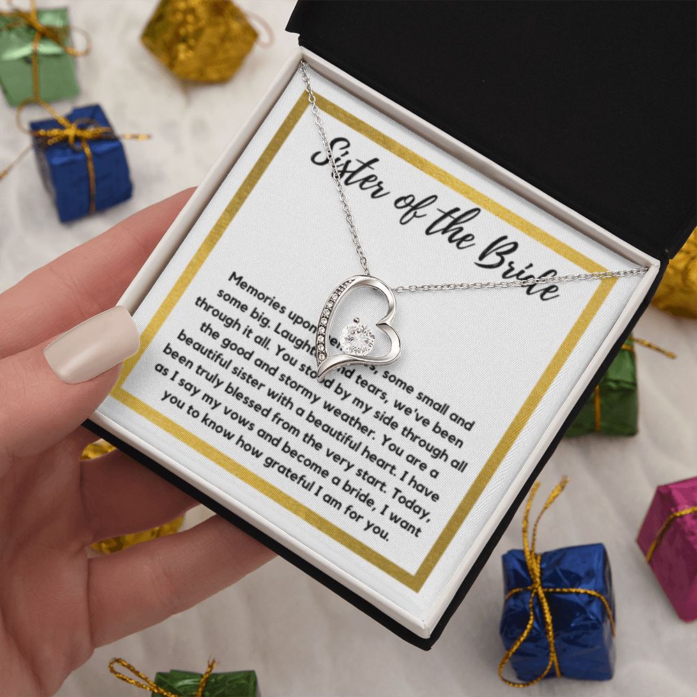 Sister of the Bride Gift Necklace, Sister Wedding Gift from Bride to Sister rehearsal dinner Gift to my Sister on my Wedding Day