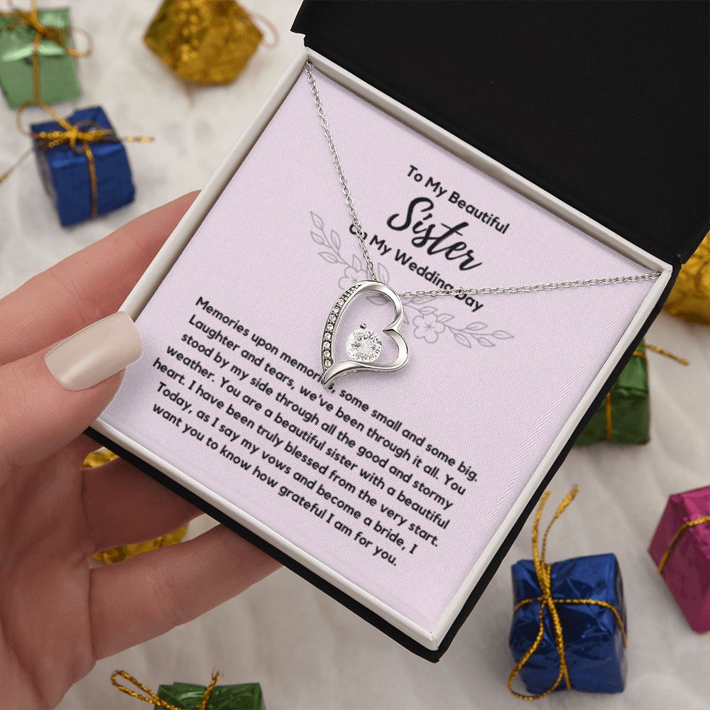 Sister of the Bride Gift Necklace, Sister Wedding Gift from Bride to Sister rehearsal dinner Gift to my Sister on my Wedding Day