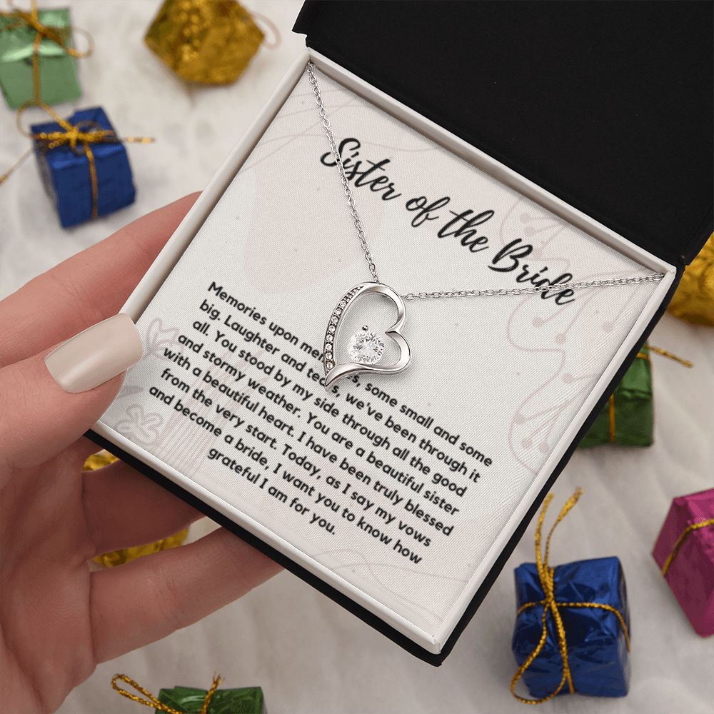 Sister of the Bride Gift Necklace, Sister Wedding Gift from Bride to Sister rehearsal dinner Gift to my Sister on my Wedding Day