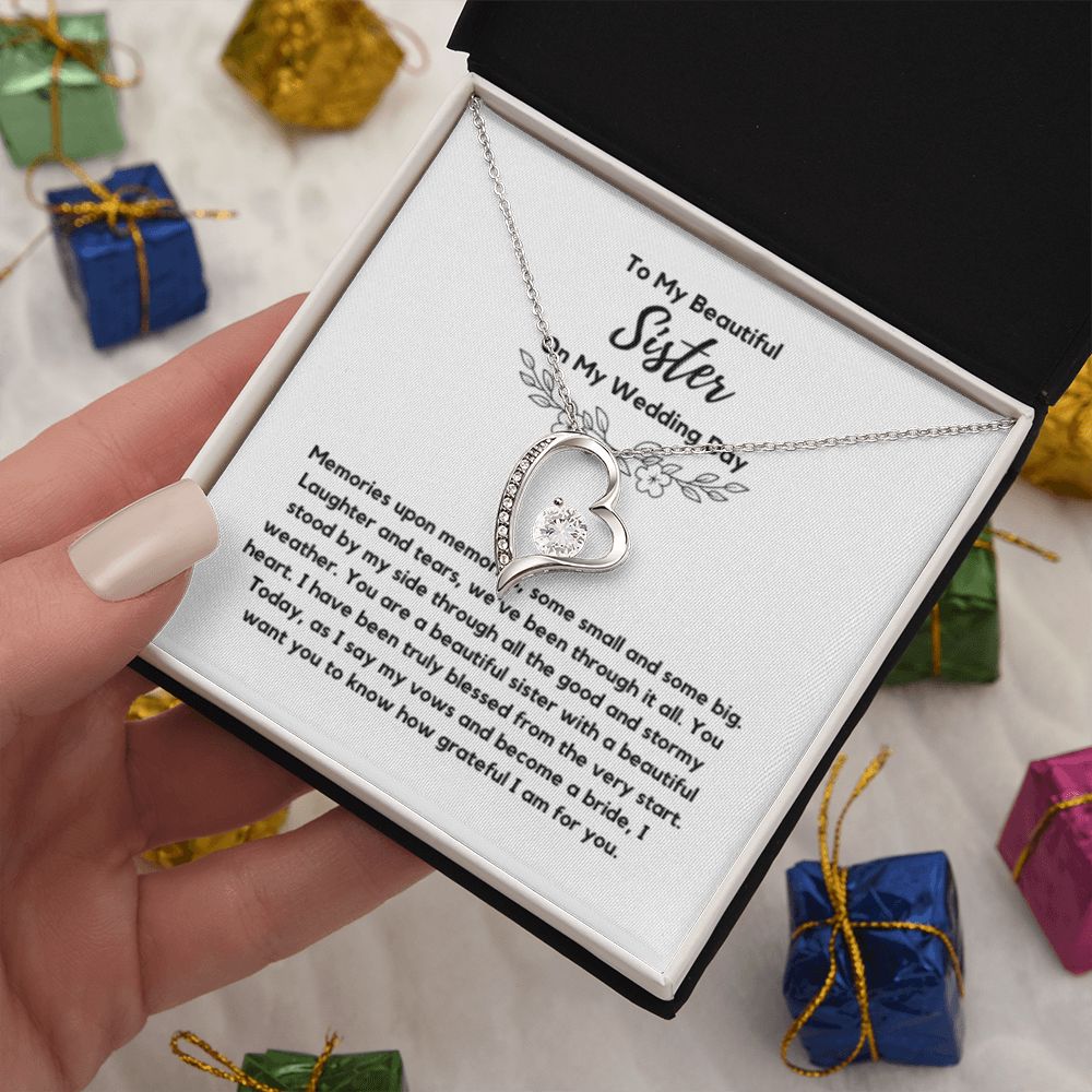 Sister of the Bride Gift Necklace, Sister Wedding Gift from Bride to Sister rehearsal dinner Gift to my Sister on my Wedding Day