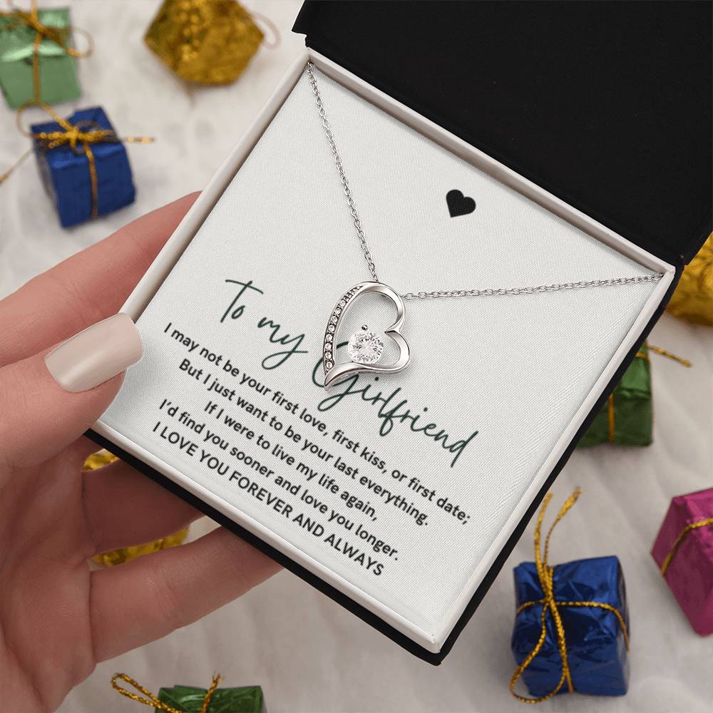 To My Girlfriend Forever Love Heart Necklace, Anniversary Gift