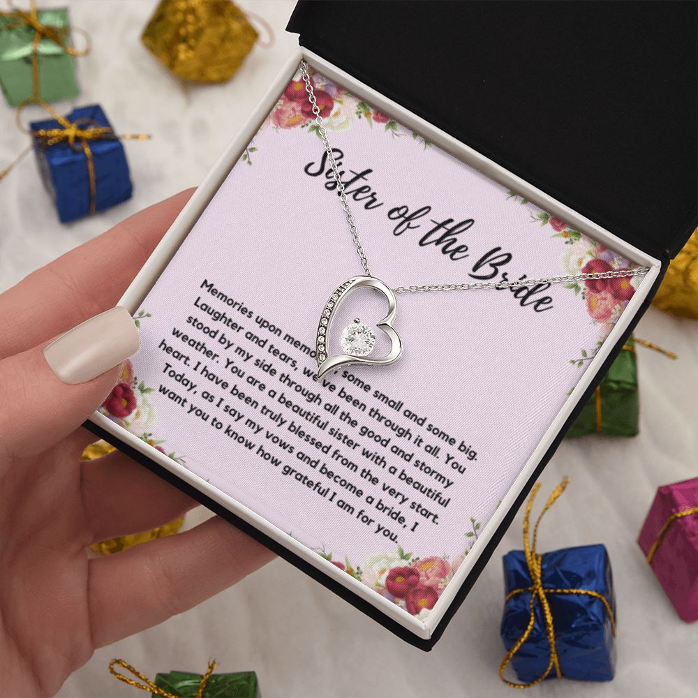 Sister of the Bride Gift Necklace, Sister Wedding Gift from Bride to Sister rehearsal dinner Gift to my Sister on my Wedding Day