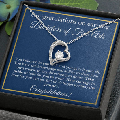 Bachelors of Fine Arts Degree Graduation Gifts, Art Gifts, Bachelors of Fine Arts Gold Diamond Necklace