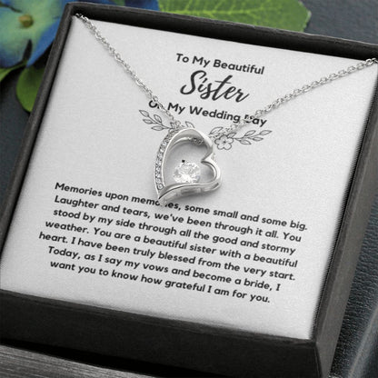 Sister of the Bride Gift Necklace, Sister Wedding Gift from Bride to Sister rehearsal dinner Gift to my Sister on my Wedding Day