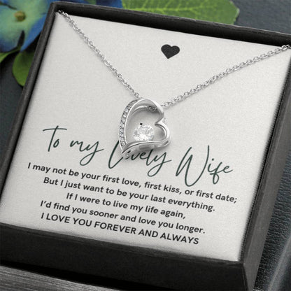 To My Lovely Wife, Forever Love Heart Necklace, Wedding Gift