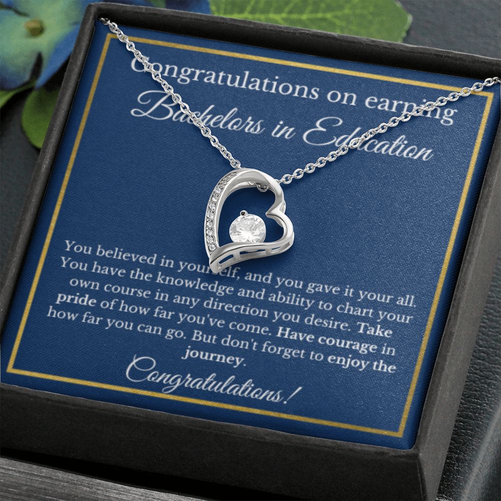 BS in Education Graduation Gifts, Future Teacher Gifts, Bachelors of Education Gold Diamond Necklace