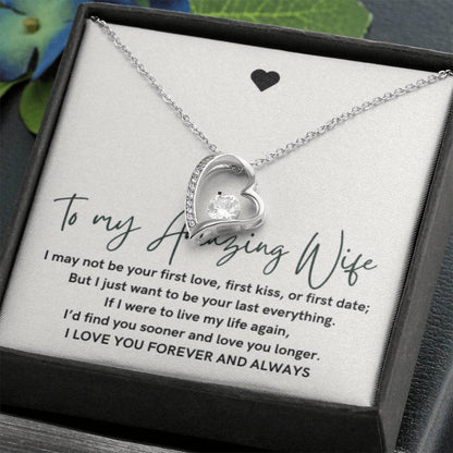 To My Amazing Wife, Forever Love Heart Necklace, Wedding Gift