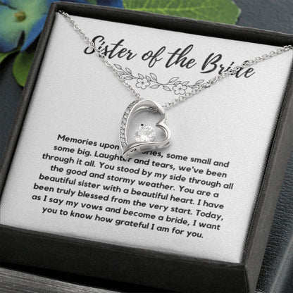 Sister of the Bride Gift Necklace, Sister Wedding Gift from Bride to Sister rehearsal dinner Gift to my Sister on my Wedding Day