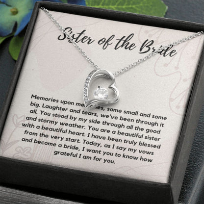 Sister of the Bride Gift Necklace, Sister Wedding Gift from Bride to Sister rehearsal dinner Gift to my Sister on my Wedding Day