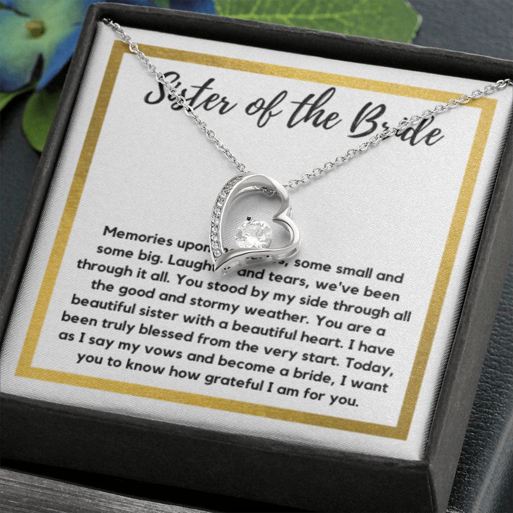 Sister of the Bride Gift Necklace, Sister Wedding Gift from Bride to Sister rehearsal dinner Gift to my Sister on my Wedding Day