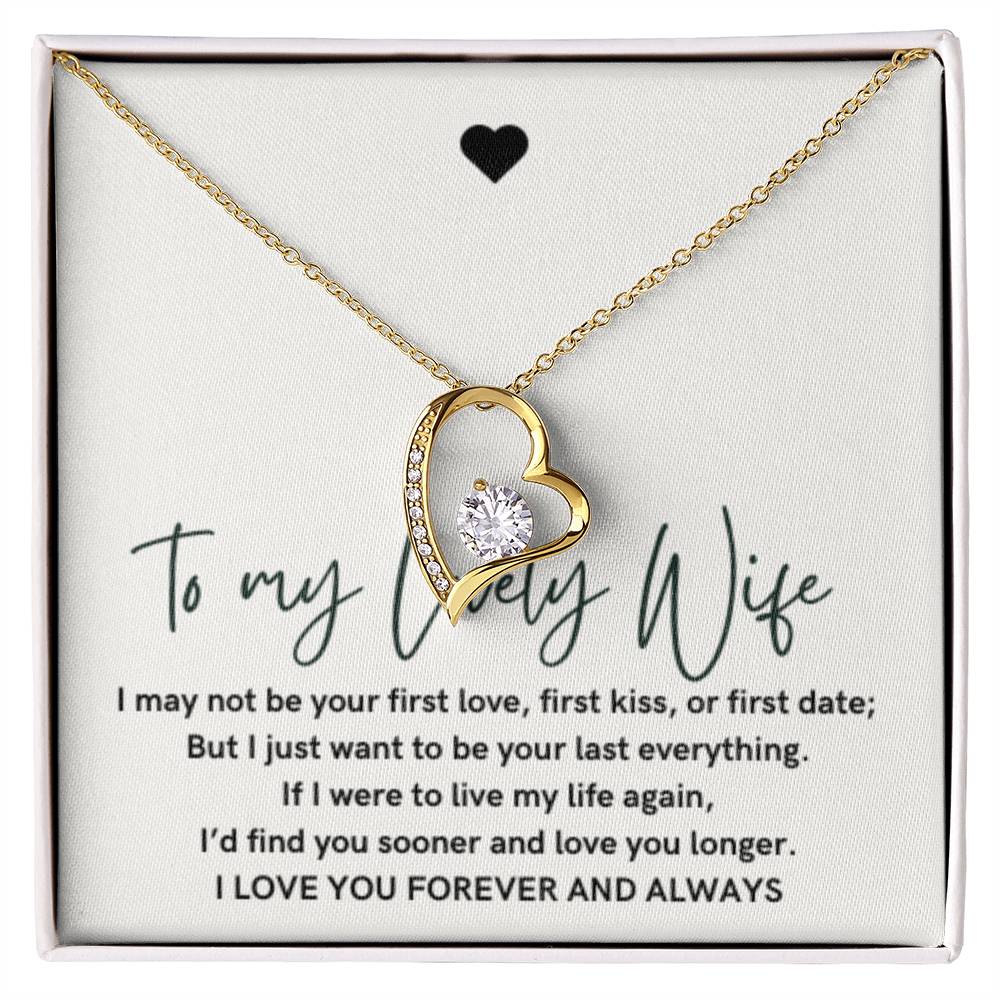 To My Lovely Wife, Forever Love Heart Necklace, Wedding Gift