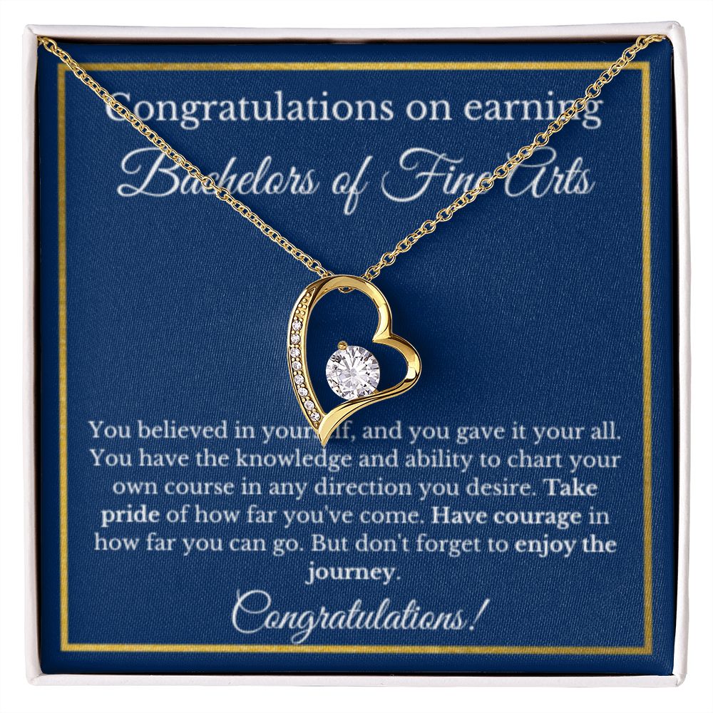 Bachelors of Fine Arts Degree Graduation Gifts, Art Gifts, Bachelors of Fine Arts Gold Diamond Necklace