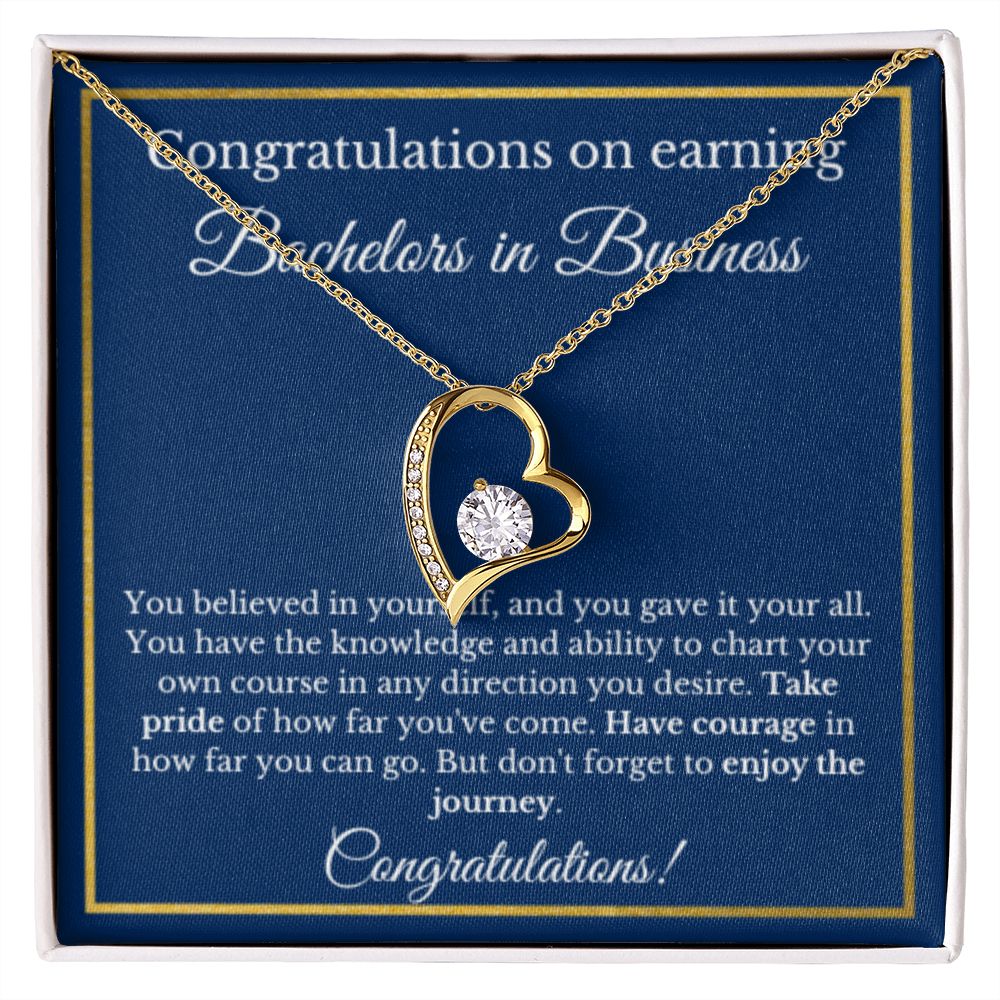 BS Business Degree, Graduation Gifts, Business School Graduate Gifts Bachelors of Business Administration Gold Diamond Necklace