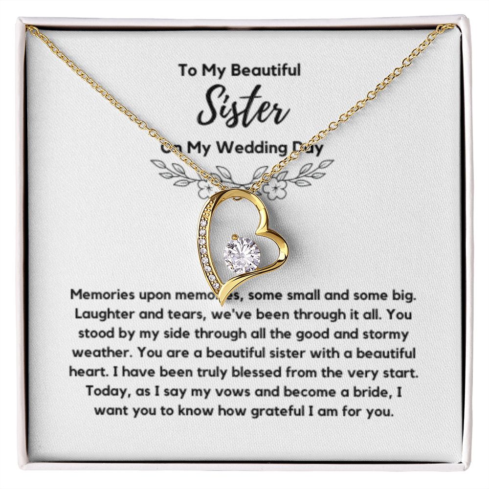 Sister of the Bride Gift Necklace, Sister Wedding Gift from Bride to Sister rehearsal dinner Gift to my Sister on my Wedding Day